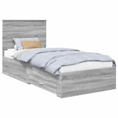 Struttura del letto Grigio Sonoma e Argento 75 x 190 cm | homemem39