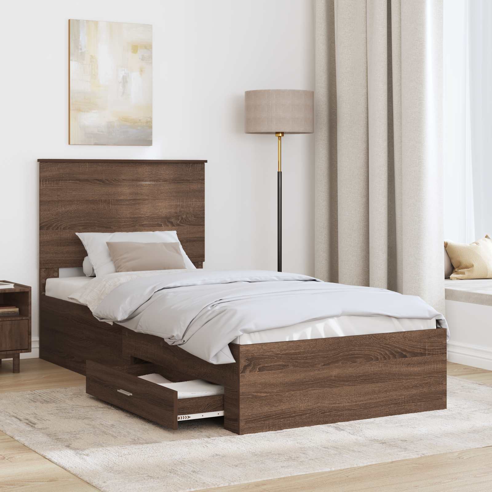 Struttura del letto Rovere Marrone e Argento 75 x 190 cm | homemem39