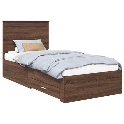Struttura del letto Rovere Marrone e Argento 75 x 190 cm | homemem39