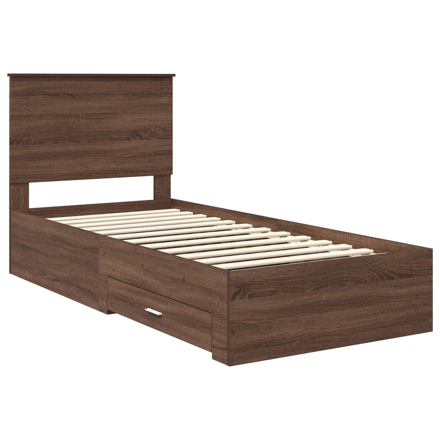 Struttura del letto Rovere Marrone e Argento 75 x 190 cm | homemem39