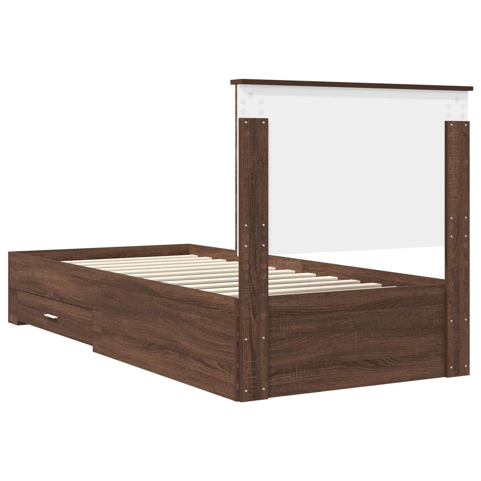 Struttura del letto Rovere Marrone e Argento 75 x 190 cm | homemem39