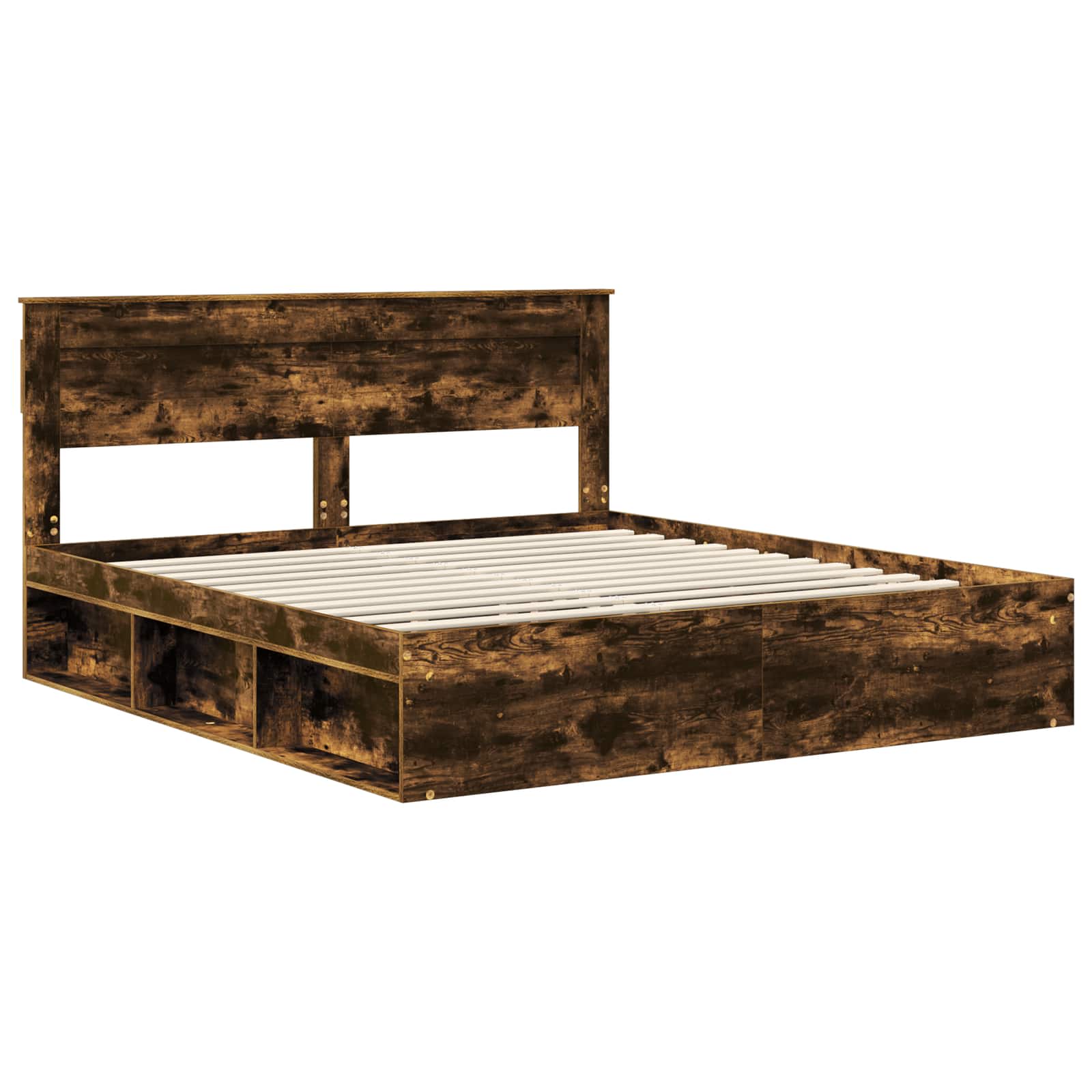 Struttura del letto Rovere fumé 200 x 200 cm Pino massello | homemem39