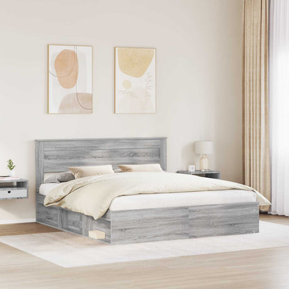 Struttura del letto Grigio Sonoma 200 x 200 cm Pino massello | homemem39