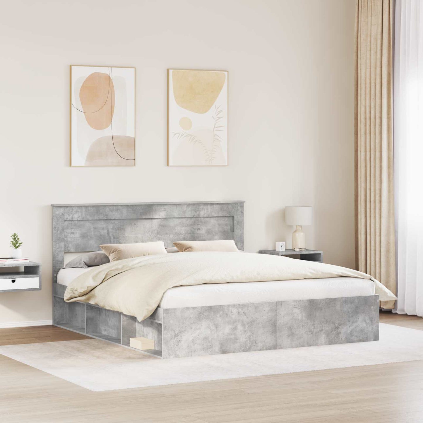 Struttura del letto Calcestruzzo 180 x 200 cm Pino massello | homemem39
