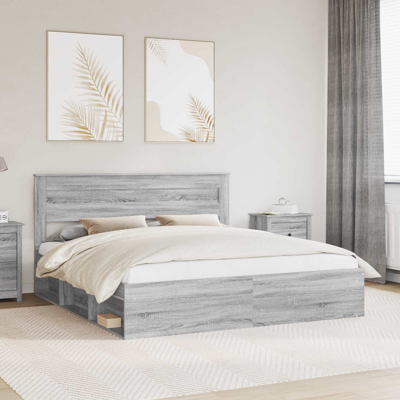 Struttura del letto Grigio Sonoma 180 x 200 cm Pino massello | homemem39