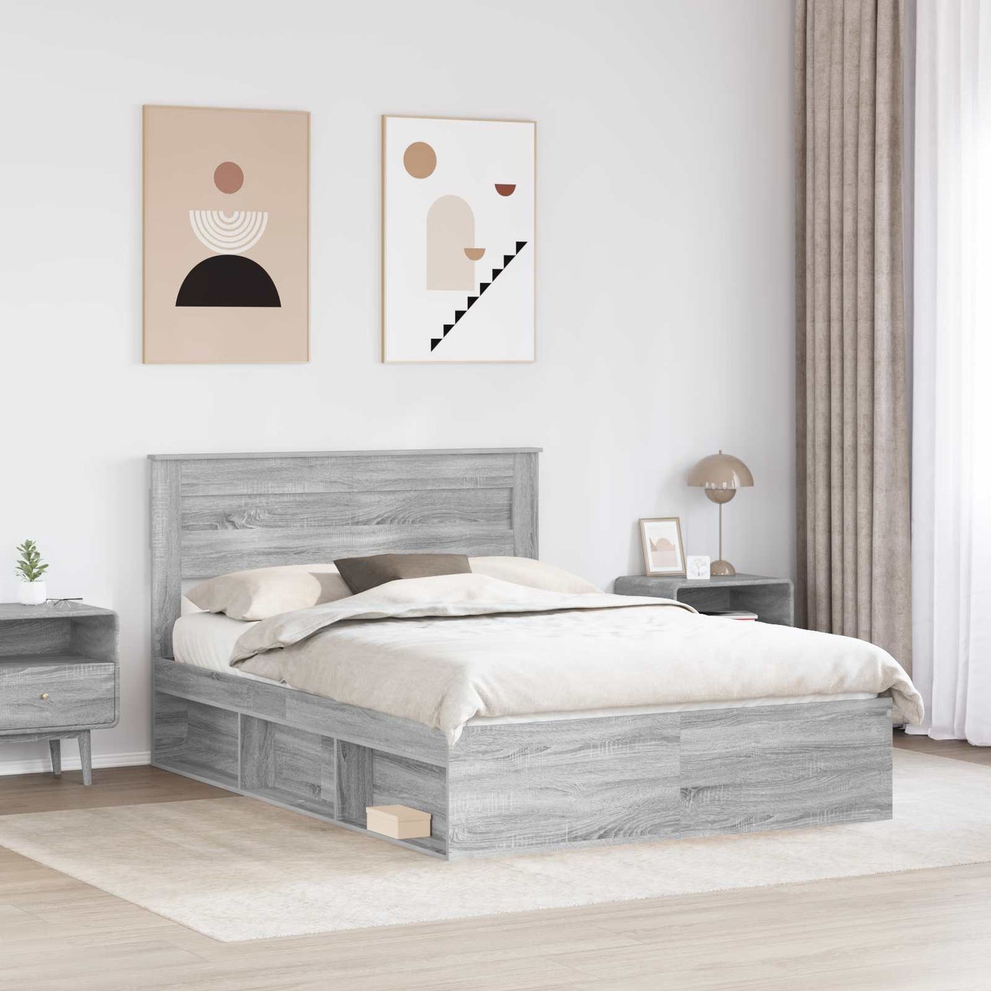 Struttura del letto Grigio Sonoma 150 x 200 cm Pino massello | homemem39