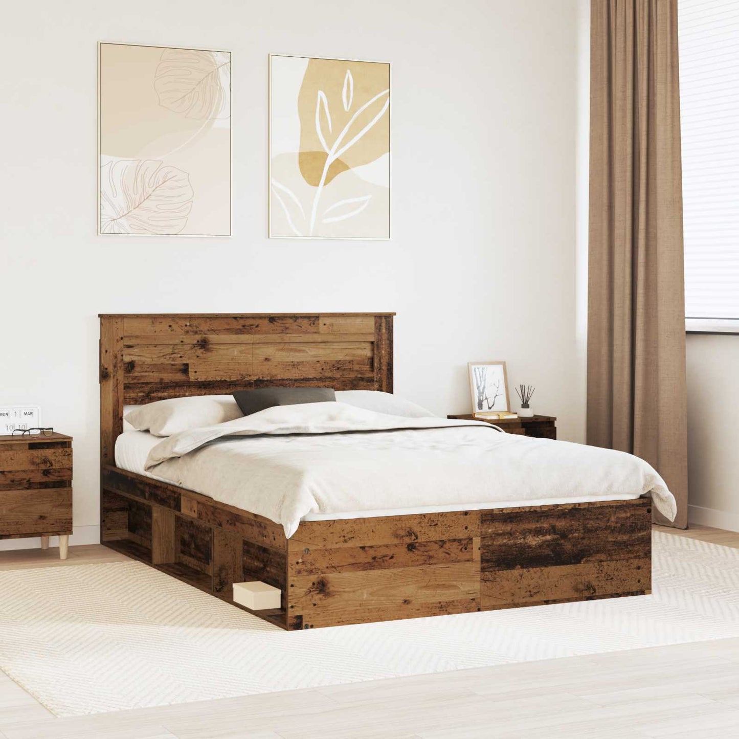 Struttura del letto Legno vecchio 140 x 190 cm Pino massello | homemem39