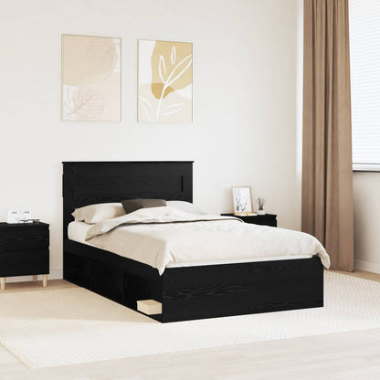 Struttura del letto Nero 135 x 190 cm Pino massello | homemem39
