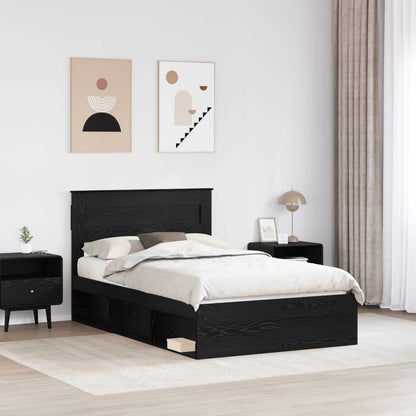 Struttura del letto Nero 135 x 190 cm Pino massello | homemem39
