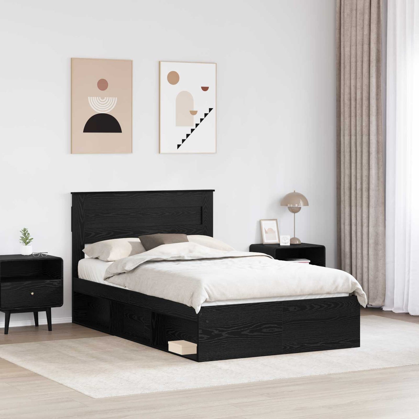Struttura del letto Nero 120 x 190 cm Pino massello | homemem39