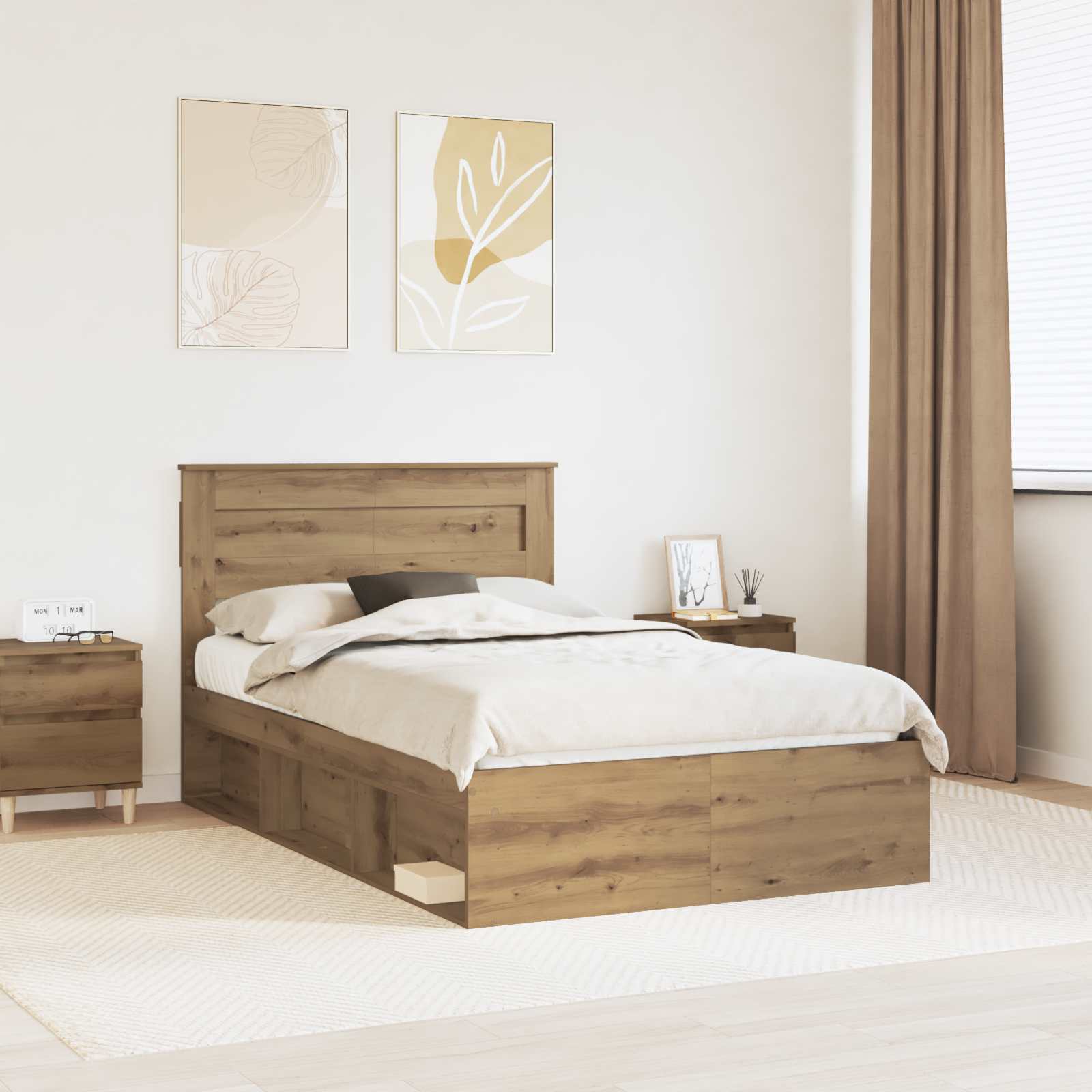 Struttura del letto Rovere Artigianale 120 x 190 cm | homemem39