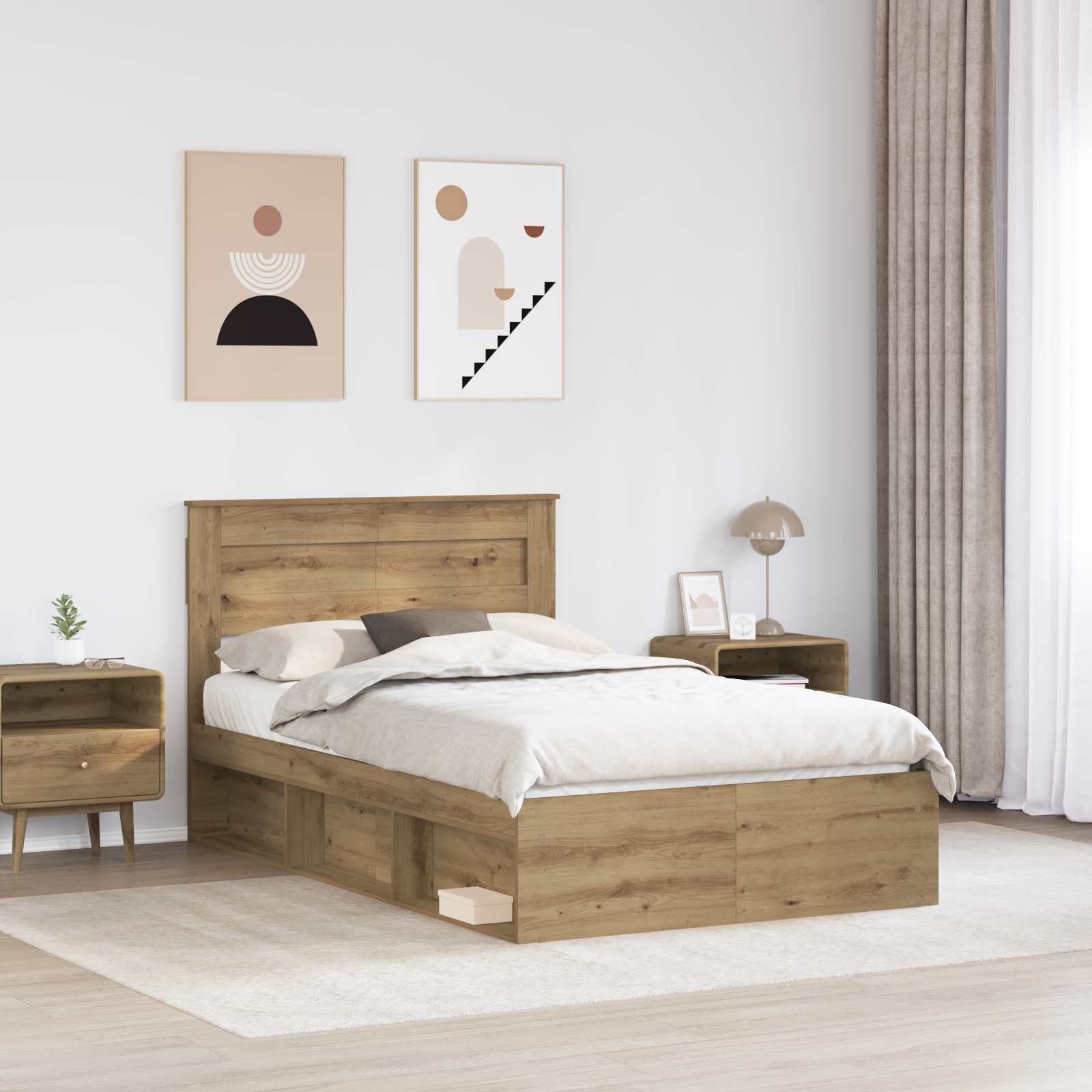 Struttura del letto Rovere Artigianale 120 x 190 cm | homemem39