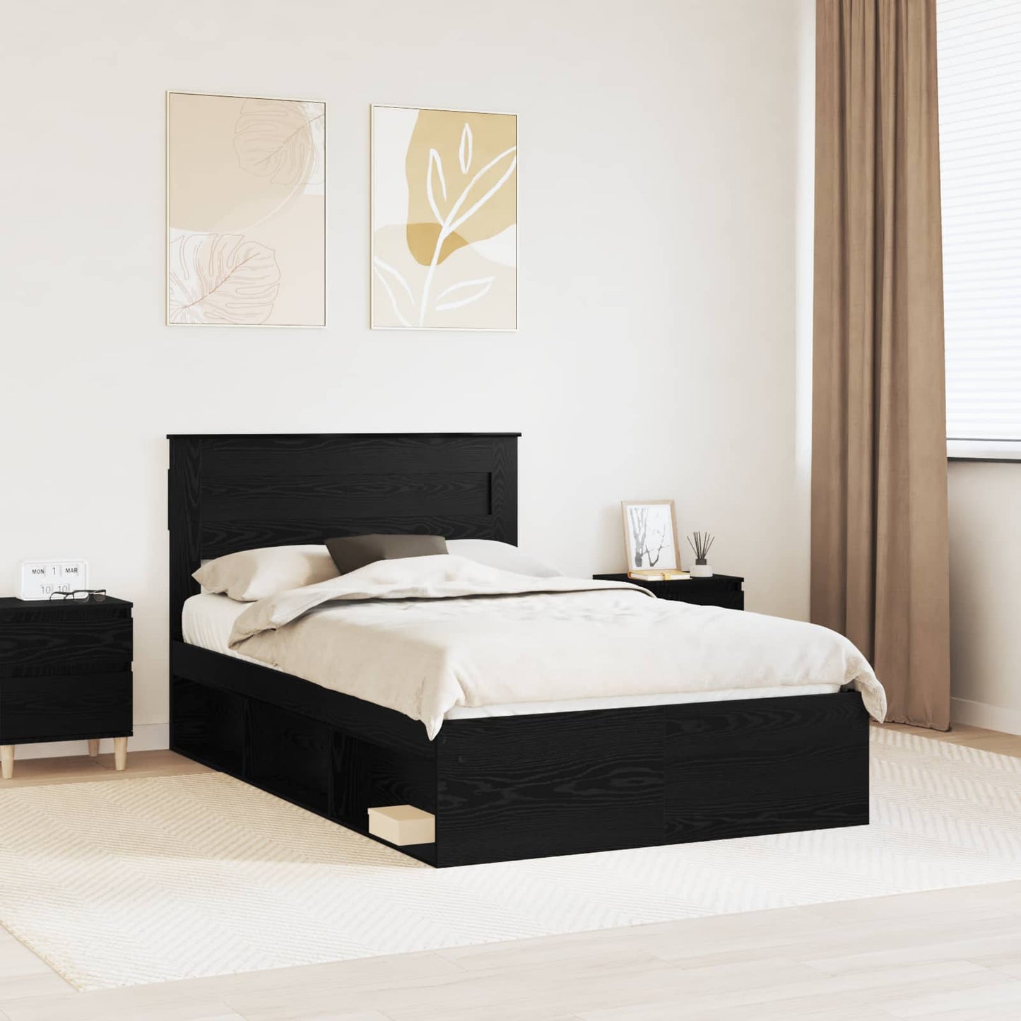 Struttura del letto Nero 120 x 200 cm Pino massello | homemem39