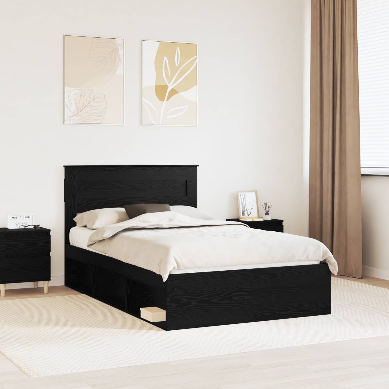 Struttura del letto Nero 120 x 200 cm Pino massello | homemem39