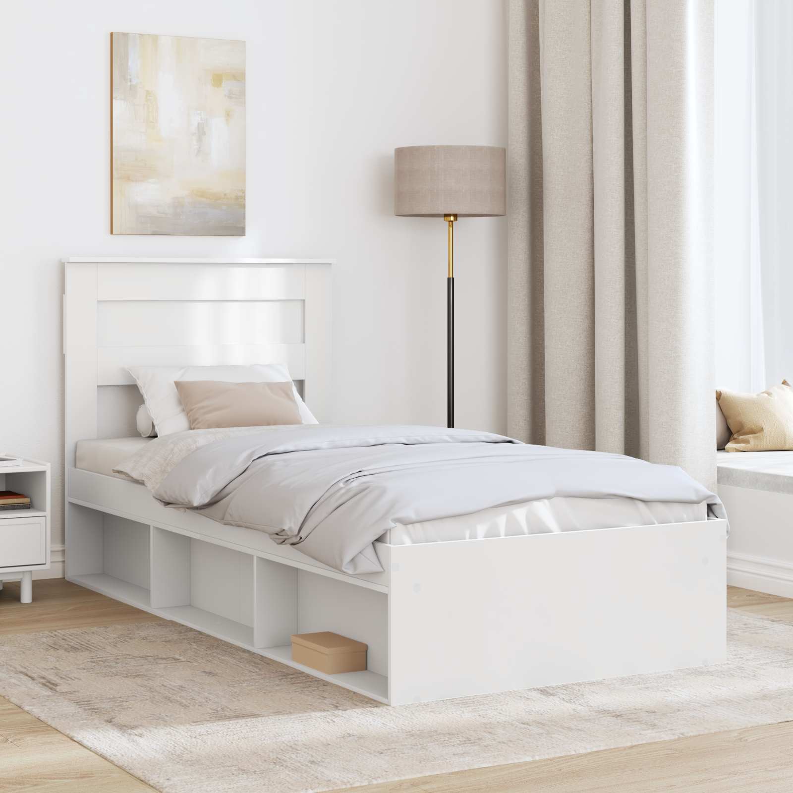 Struttura del letto Bianco 100 x 200 cm Pino massello | homemem39