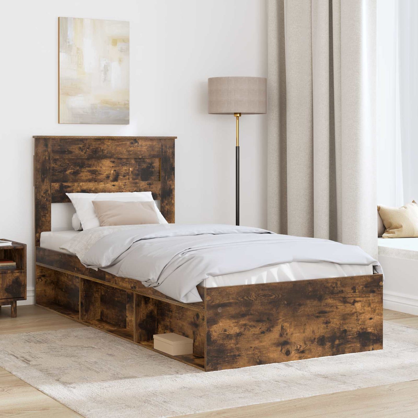 Struttura del letto Rovere fumé 100 x 200 cm Pino massello | homemem39