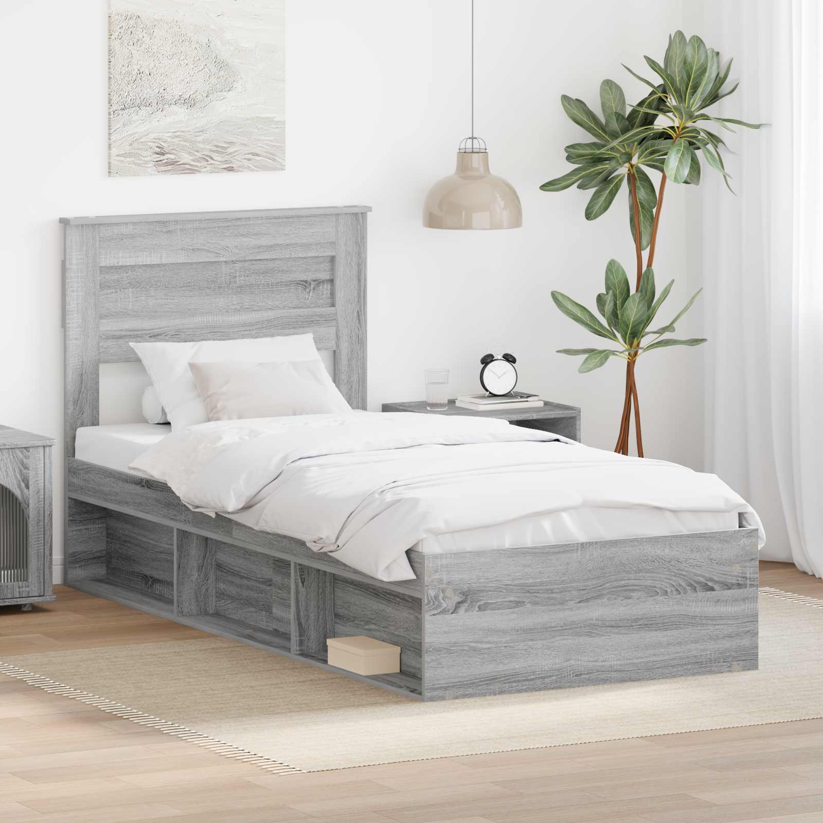 Struttura del letto Grigio Sonoma 100 x 200 cm Pino massello | homemem39