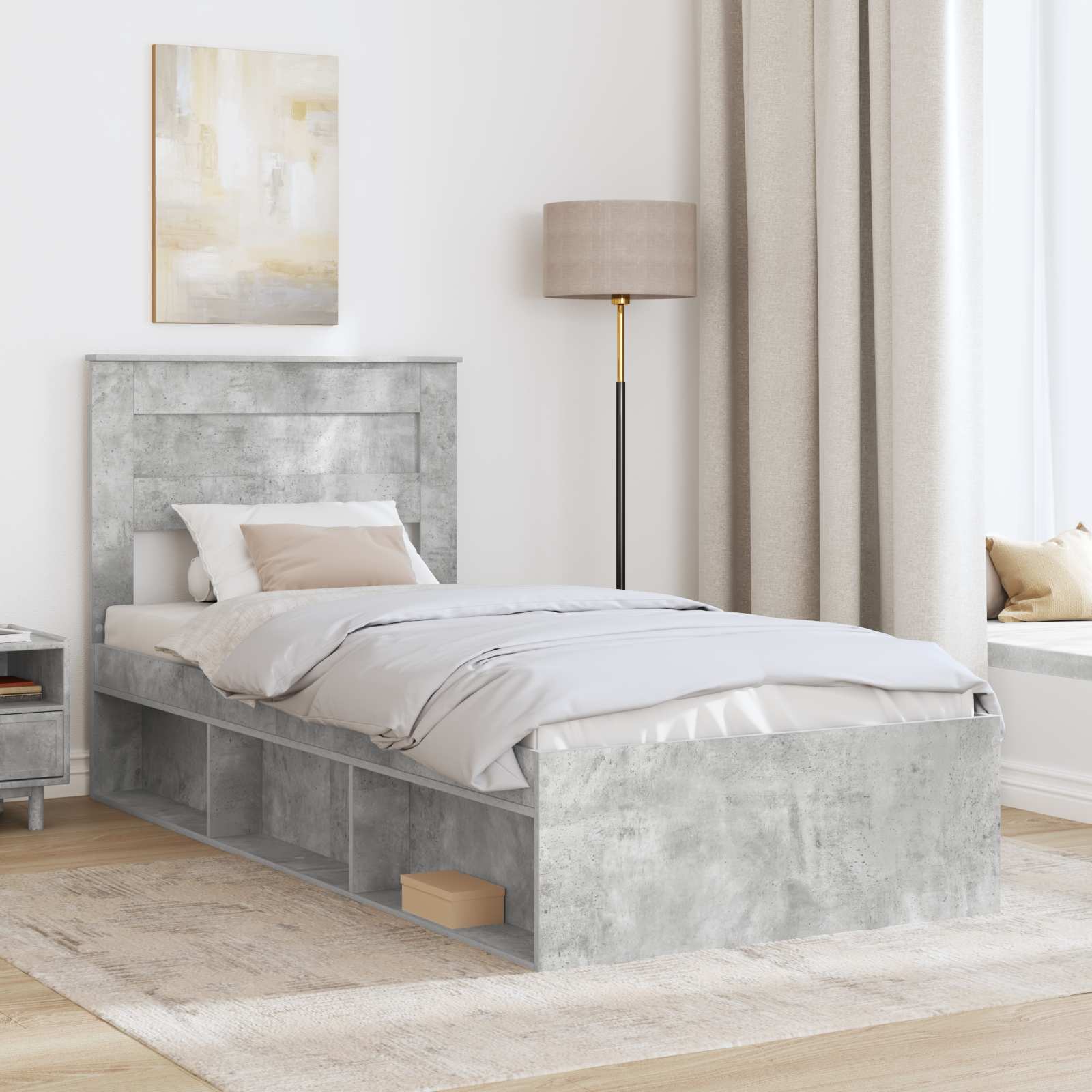 Struttura del letto Grigio Concretè 90 x 190 cm Pino massello | homemem39