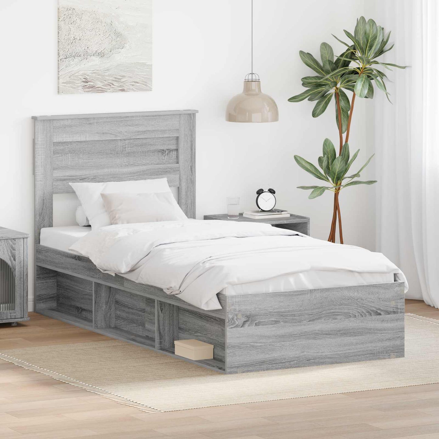 Struttura del letto Grigio Sonoma 90 x 200 cm Pino massello | homemem39
