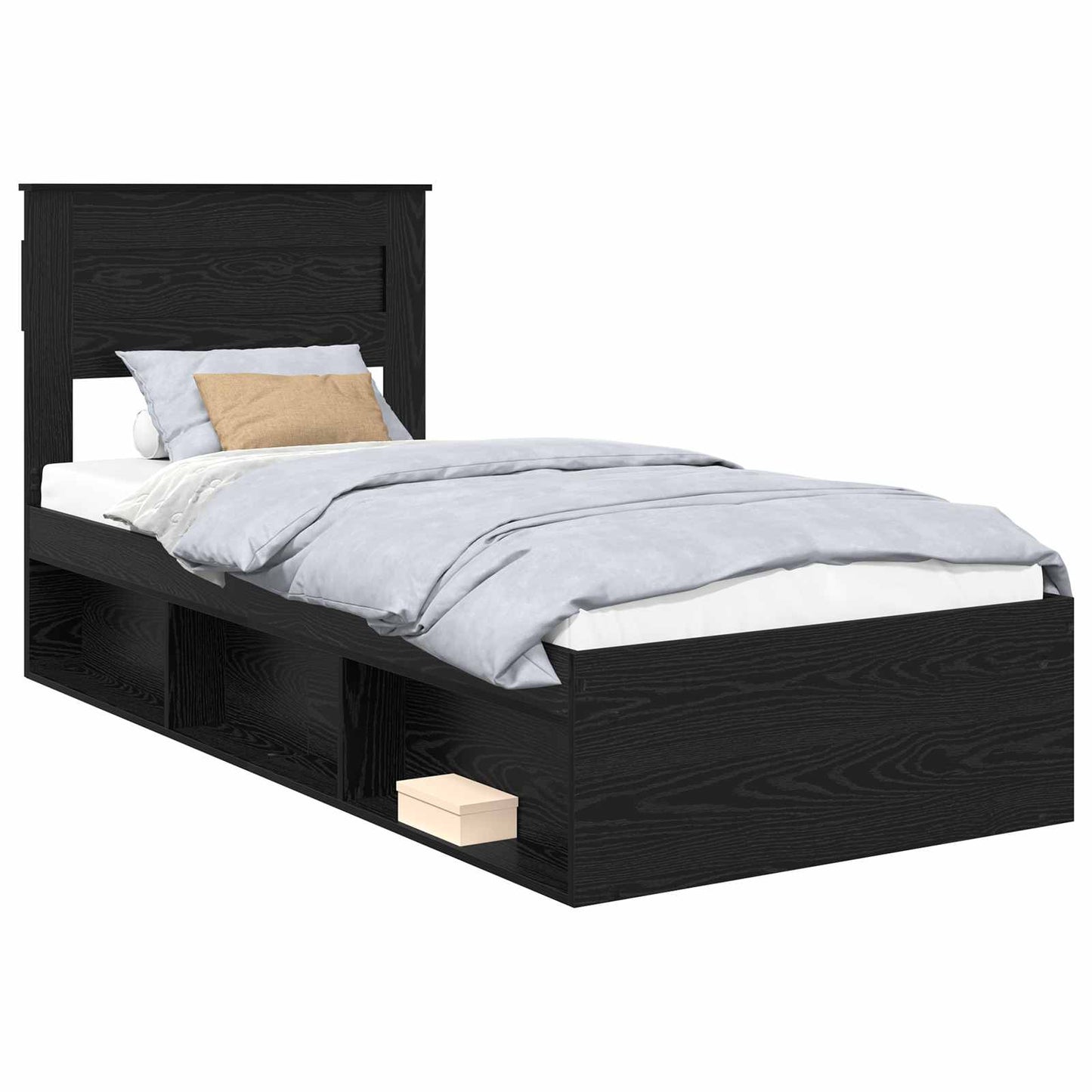 Struttura del letto con testiera Nero 75 x 190 cm Pino massello | homemem39