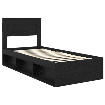 Struttura del letto con testiera Nero 75 x 190 cm Pino massello | homemem39