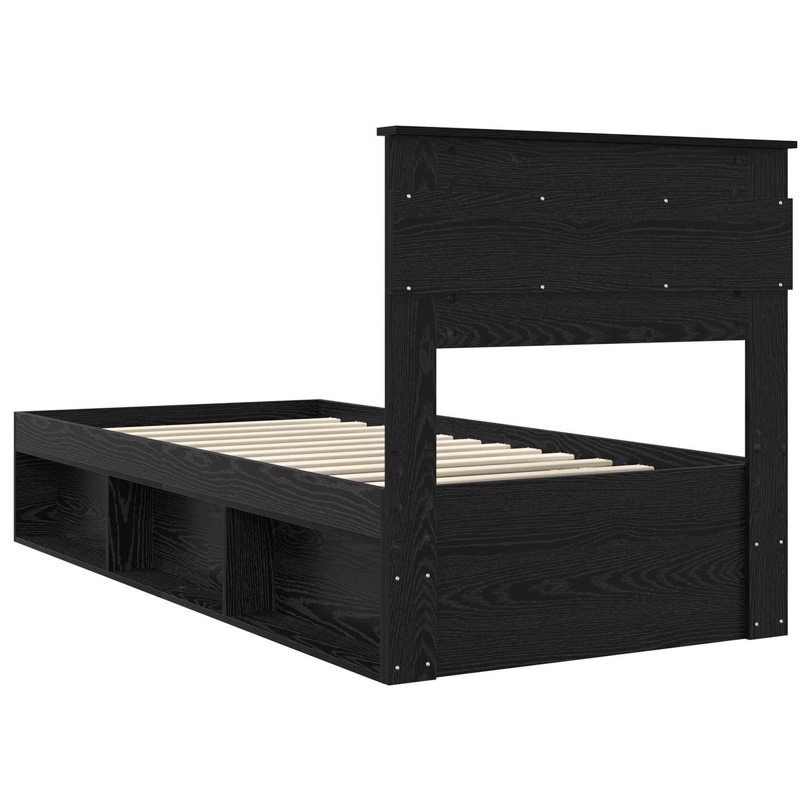 Struttura del letto con testiera Nero 75 x 190 cm Pino massello | homemem39