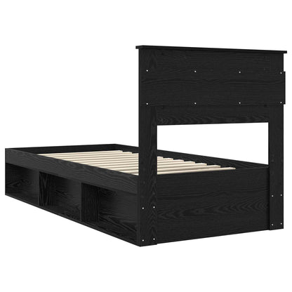 Struttura del letto con testiera Nero 75 x 190 cm Pino massello | homemem39
