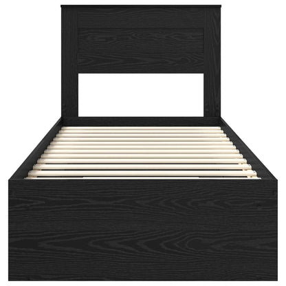 Struttura del letto con testiera Nero 75 x 190 cm Pino massello | homemem39