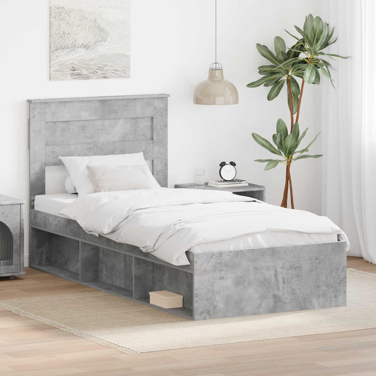 Struttura del letto Grigio Concretè 75 x 190 cm Pino massello | homemem39