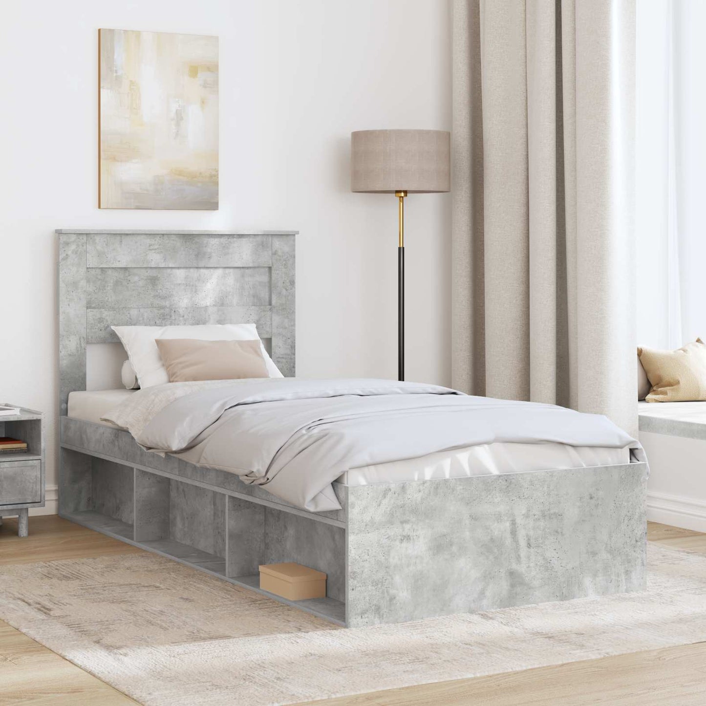 Struttura del letto Grigio Concretè 75 x 190 cm Pino massello | homemem39