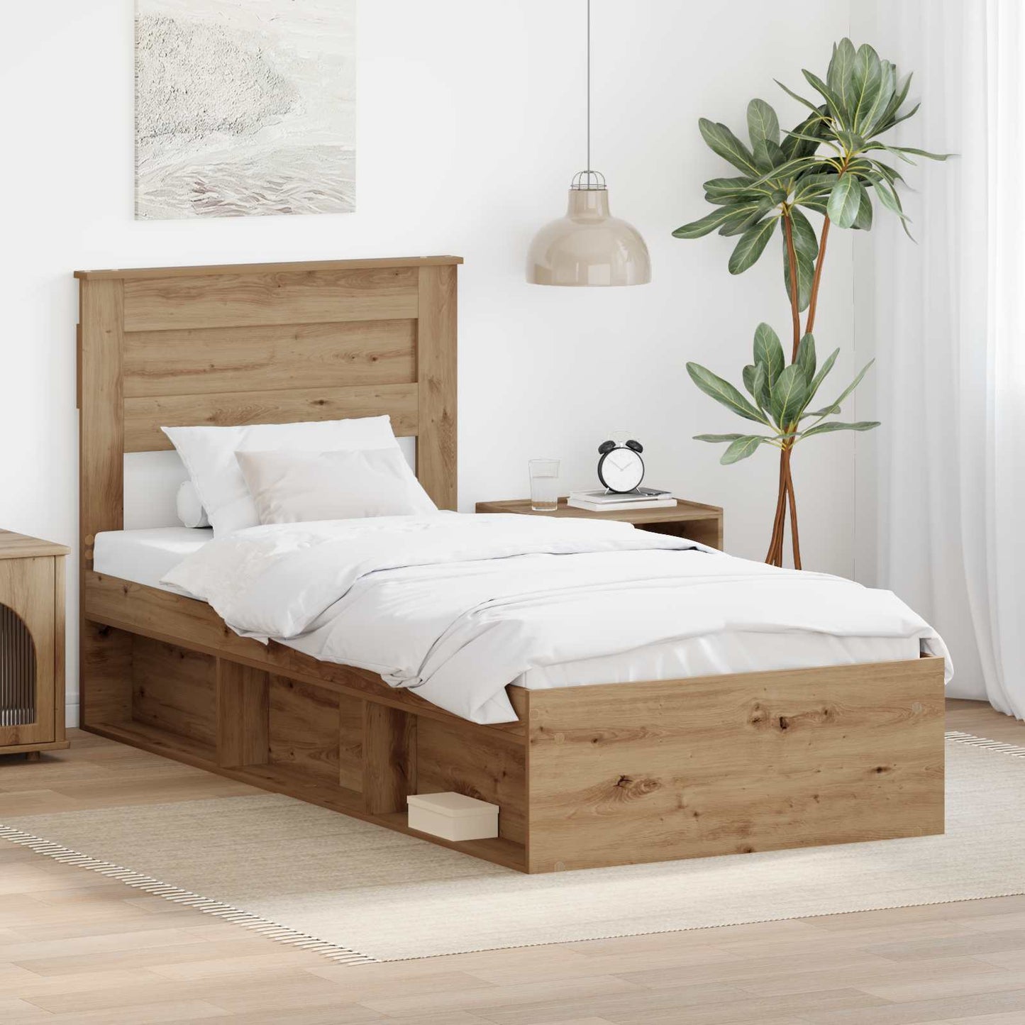 Struttura del letto con testiera Rovere Artigianale 75 x 190 cm | homemem39