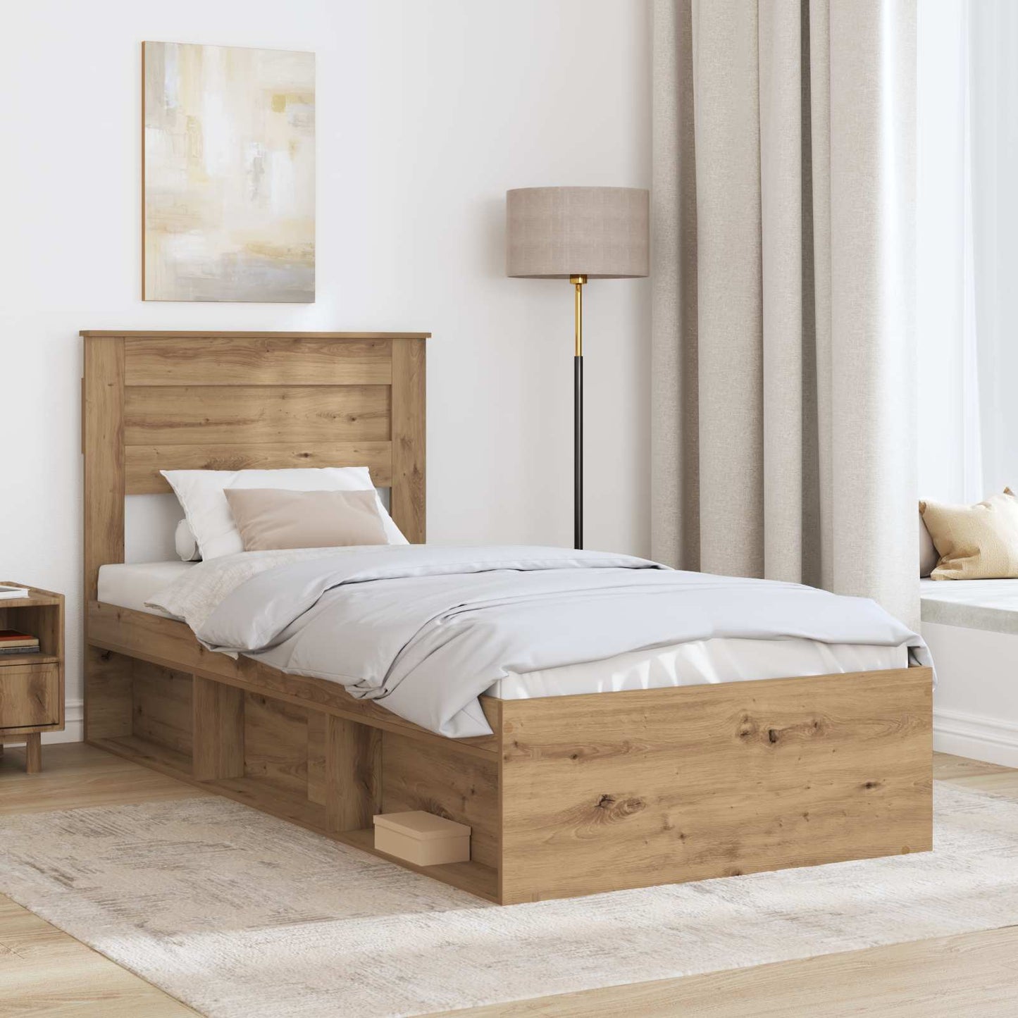 Struttura del letto con testiera Rovere Artigianale 75 x 190 cm | homemem39