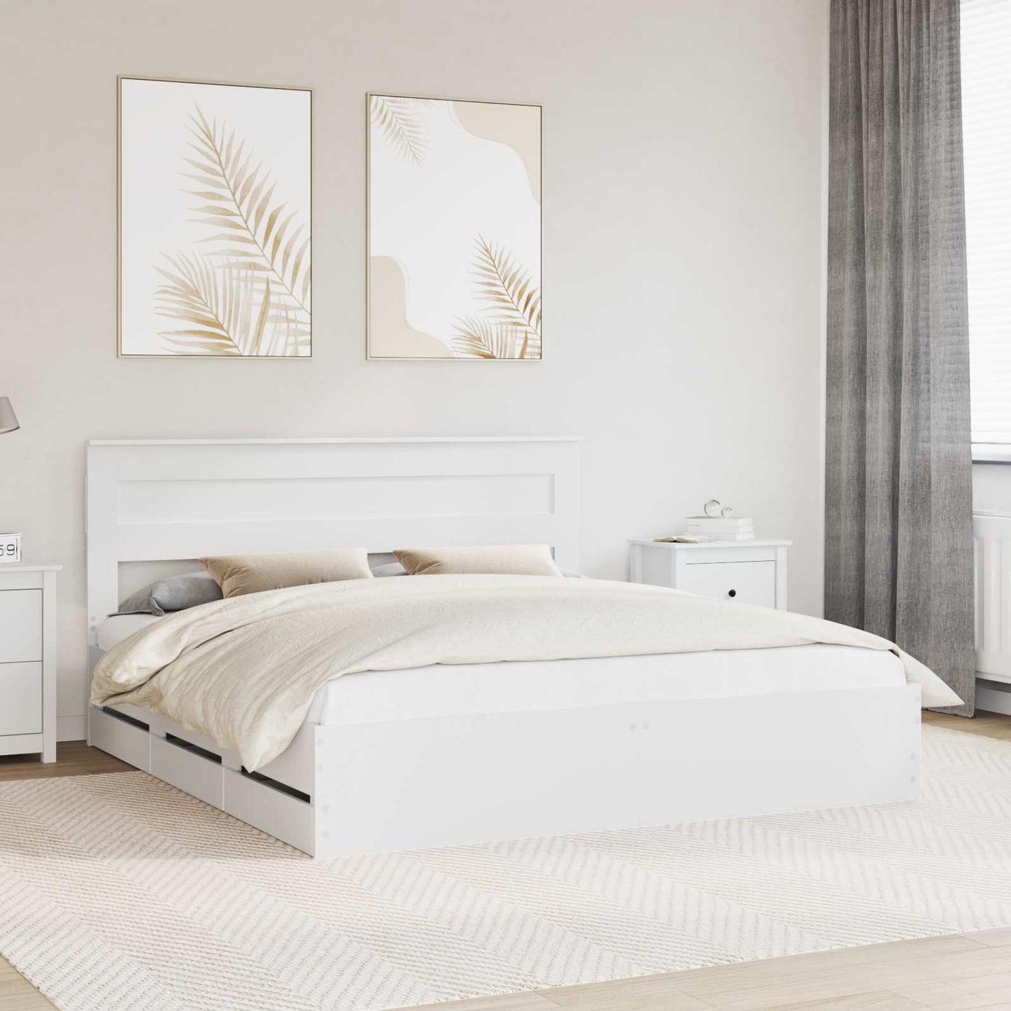 Struttura del letto Bianco 200 x 200 cm Legno Ingegnerizzato