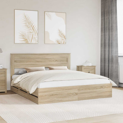 Struttura del letto con cassetto Rovere Sonoma 200 x 200 cm | homemem39