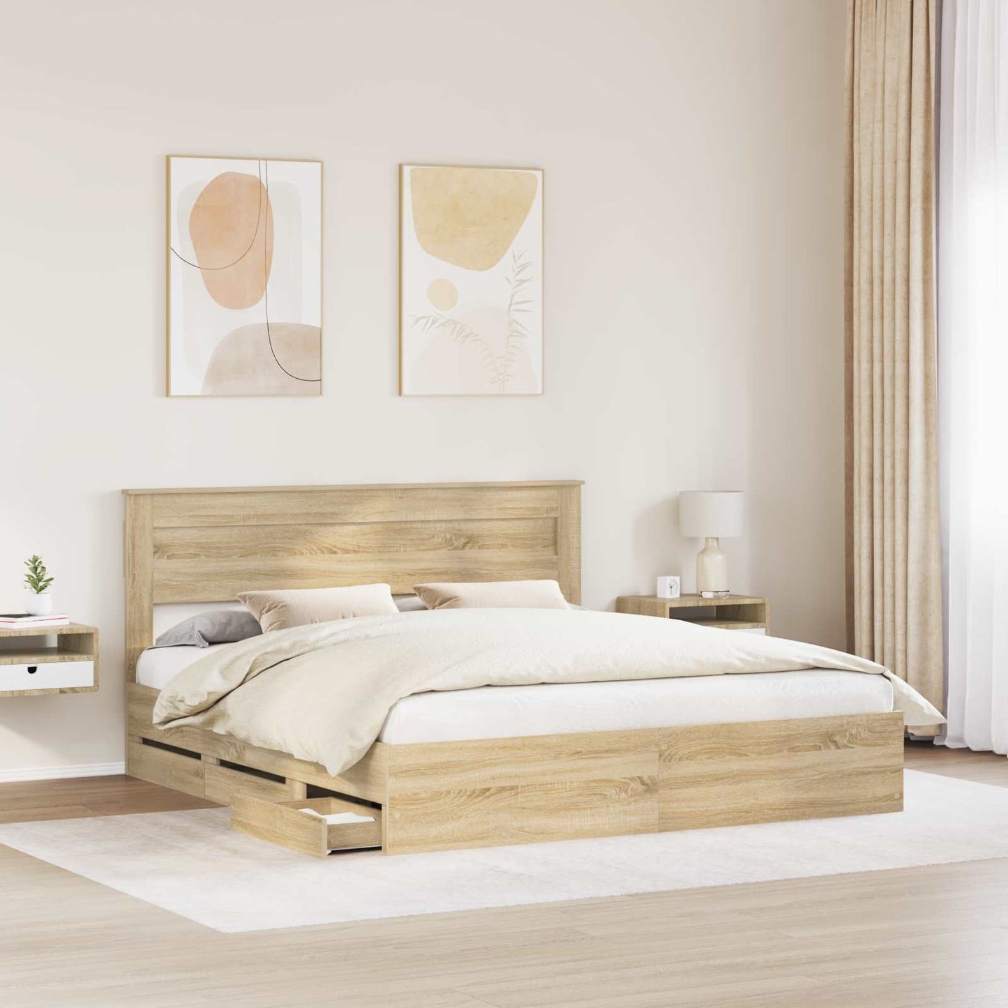 Struttura del letto con cassetto Rovere Sonoma 200 x 200 cm | homemem39