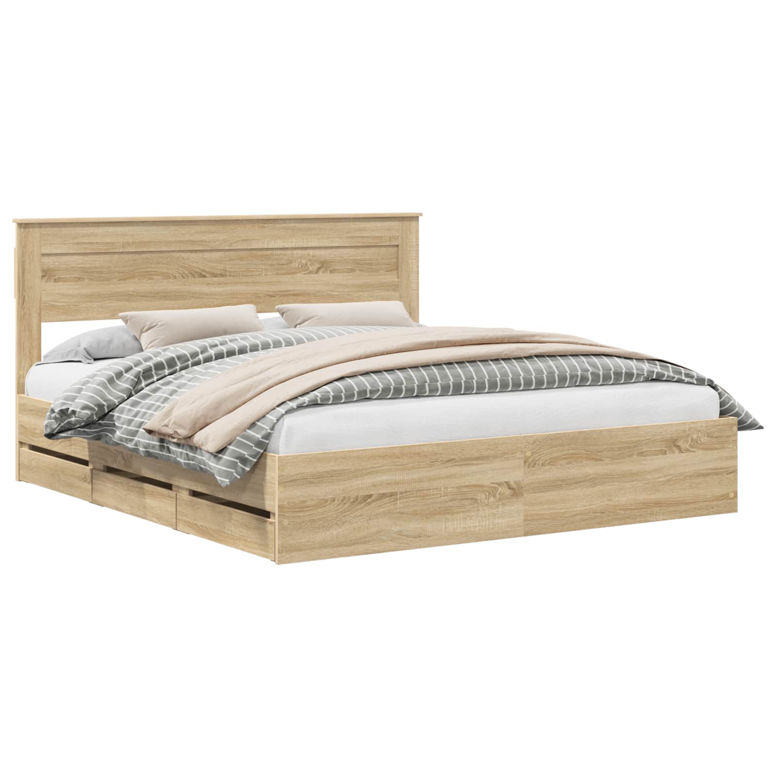 Struttura del letto con cassetto Rovere Sonoma 200 x 200 cm | homemem39