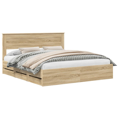 Struttura del letto con cassetto Rovere Sonoma 200 x 200 cm | homemem39