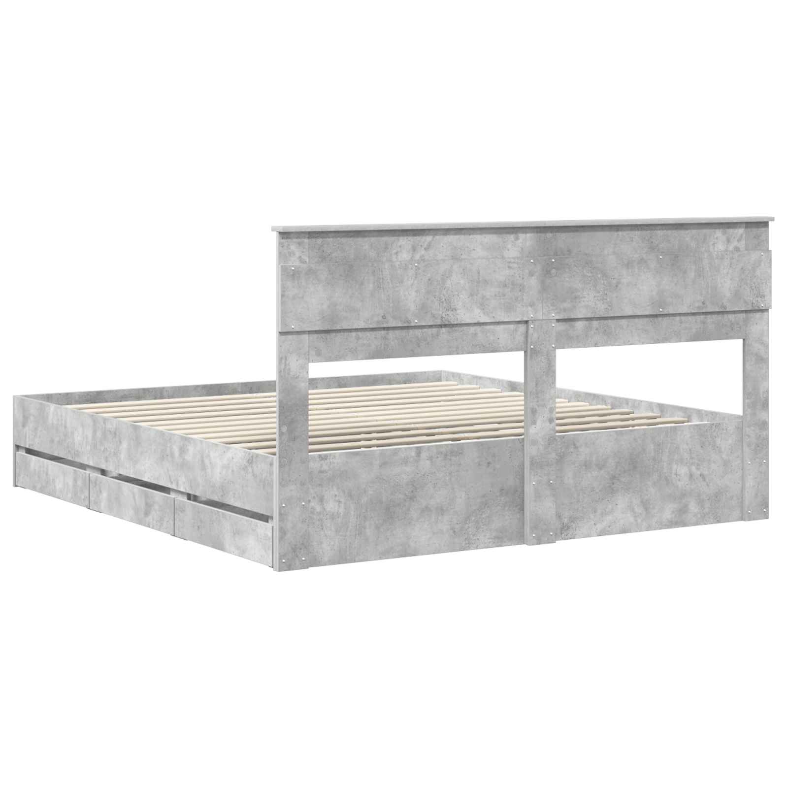 Struttura del letto con cassetto Grigio cemento 200 x 200 cm | homemem39