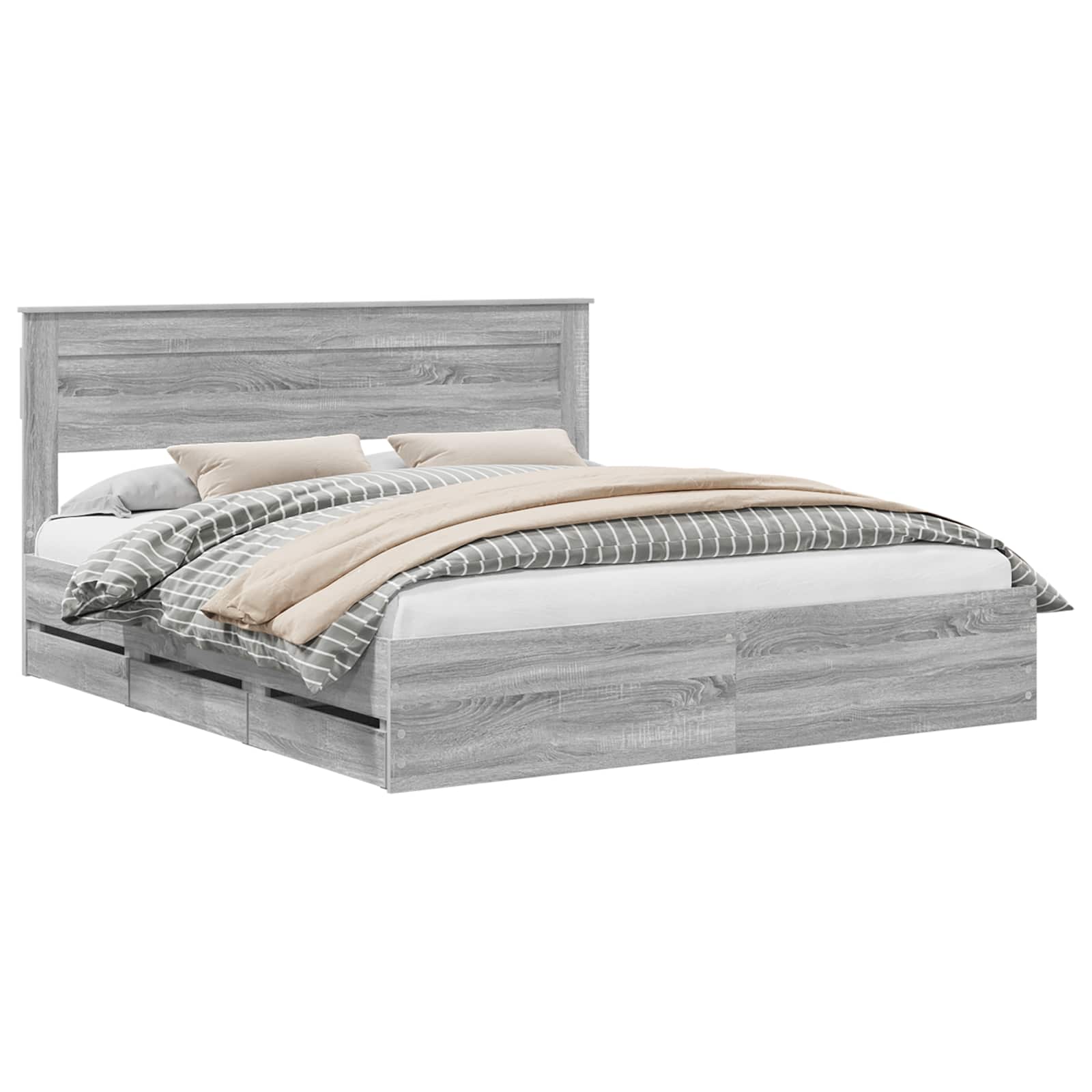 Struttura del letto con cassetto Grigio Sonoma 200 x 200 cm | homemem39