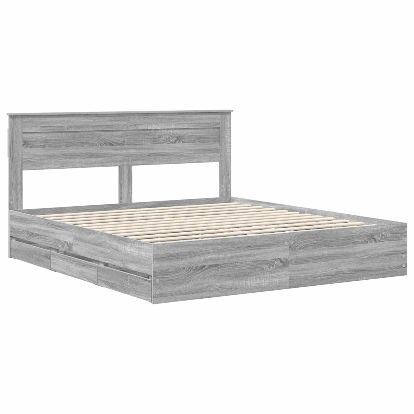 Struttura del letto con cassetto Grigio Sonoma 200 x 200 cm | homemem39
