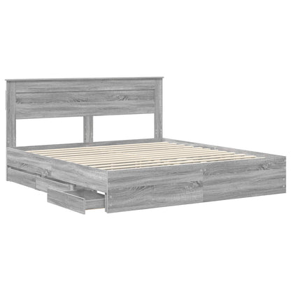 Struttura del letto con cassetto Grigio Sonoma 200 x 200 cm | homemem39