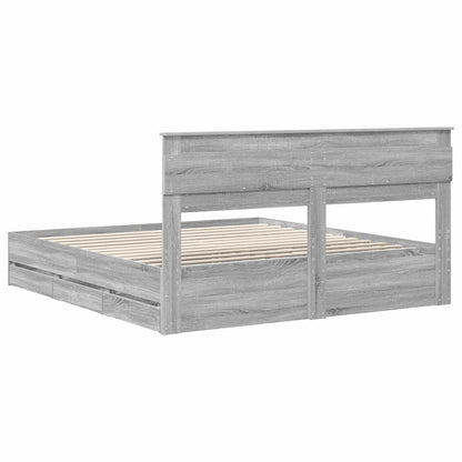 Struttura del letto con cassetto Grigio Sonoma 200 x 200 cm