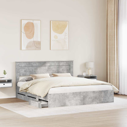 Struttura del letto con cassetto Grigio cemento 180 x 200 cm