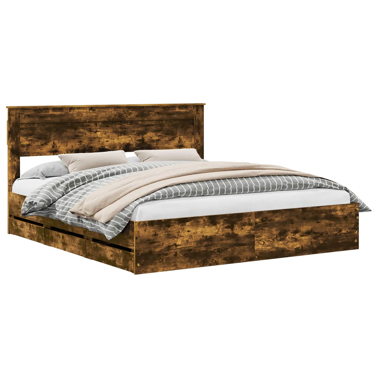 Struttura del letto con cassetto Rovere fumé 180 x 200 cm