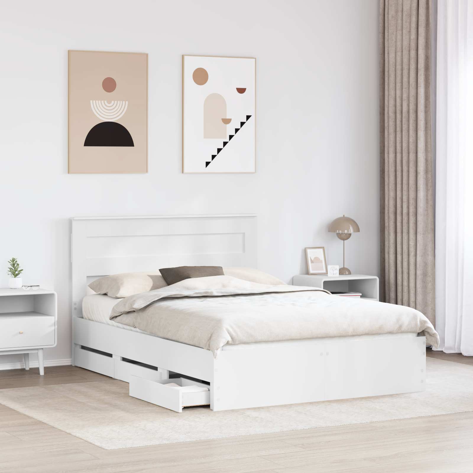 Struttura del letto Bianco 160 x 200 cm Legno Ingegnerizzato | homemem39