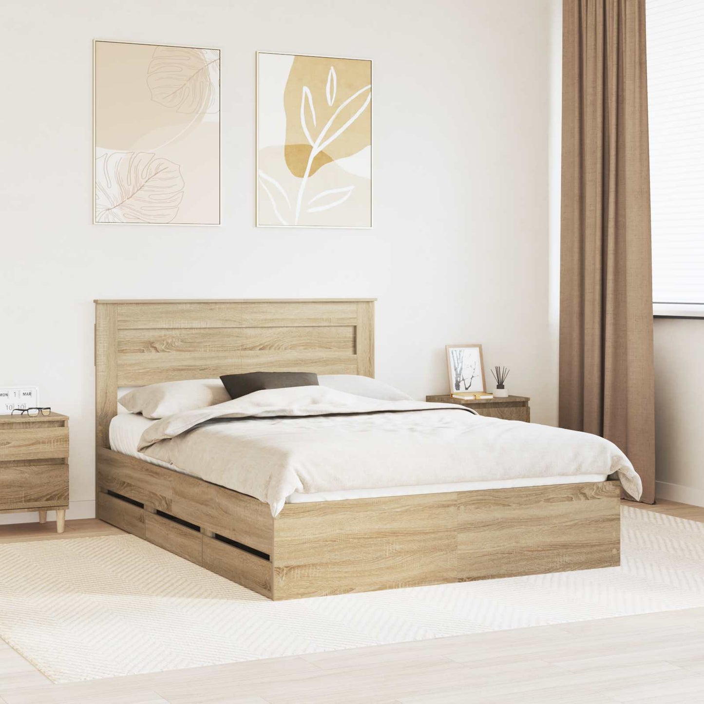 Struttura del letto con cassetto Rovere Sonoma 160 x 200 cm | homemem39