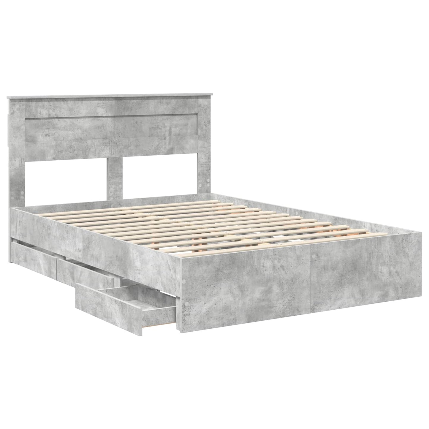 Struttura del letto con cassetto Grigio cemento 140 x 190 cm