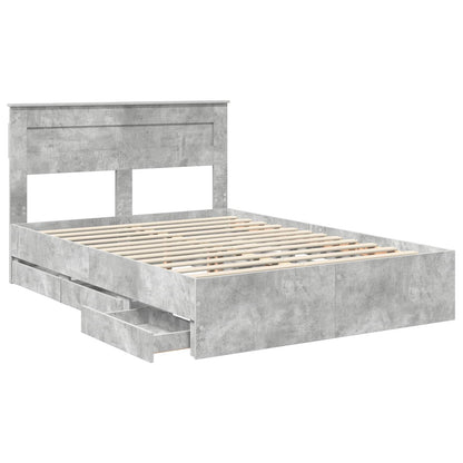 Struttura del letto con cassetto Grigio cemento 140 x 190 cm