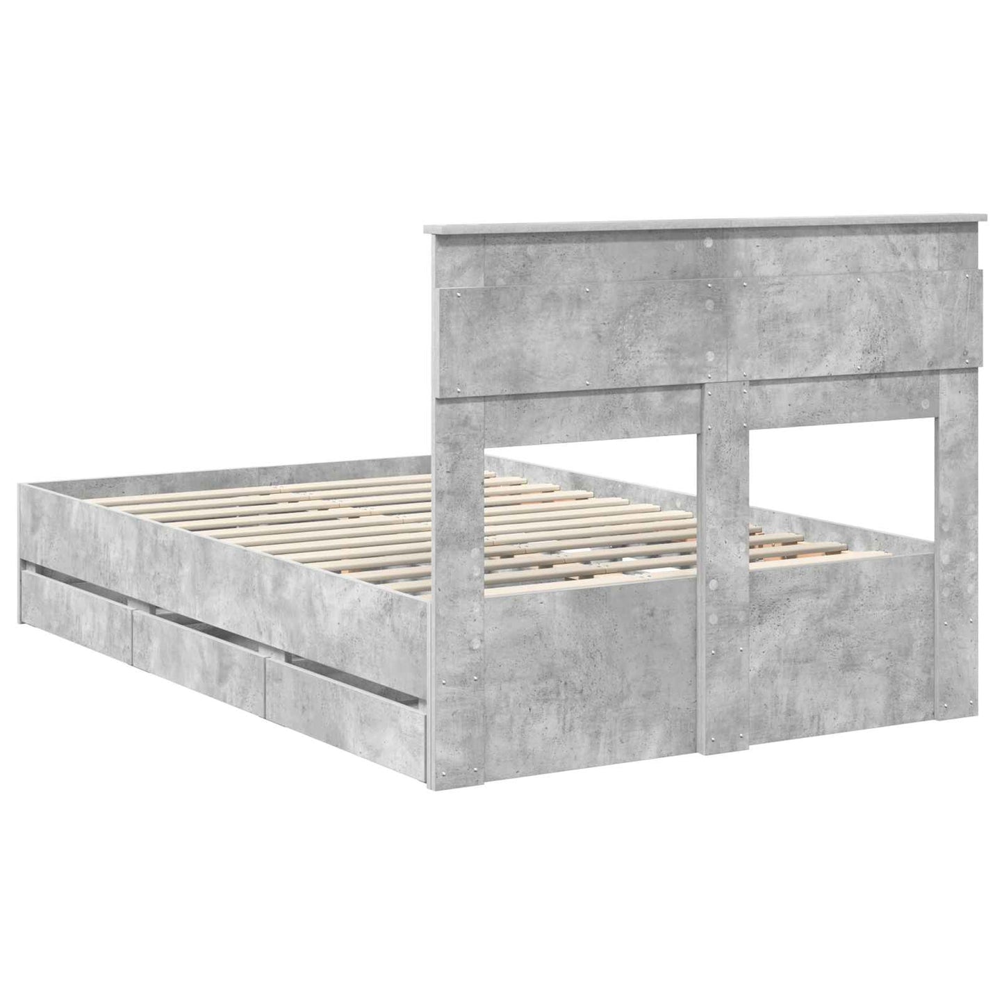 Struttura del letto con cassetto Grigio cemento 135 x 190 cm