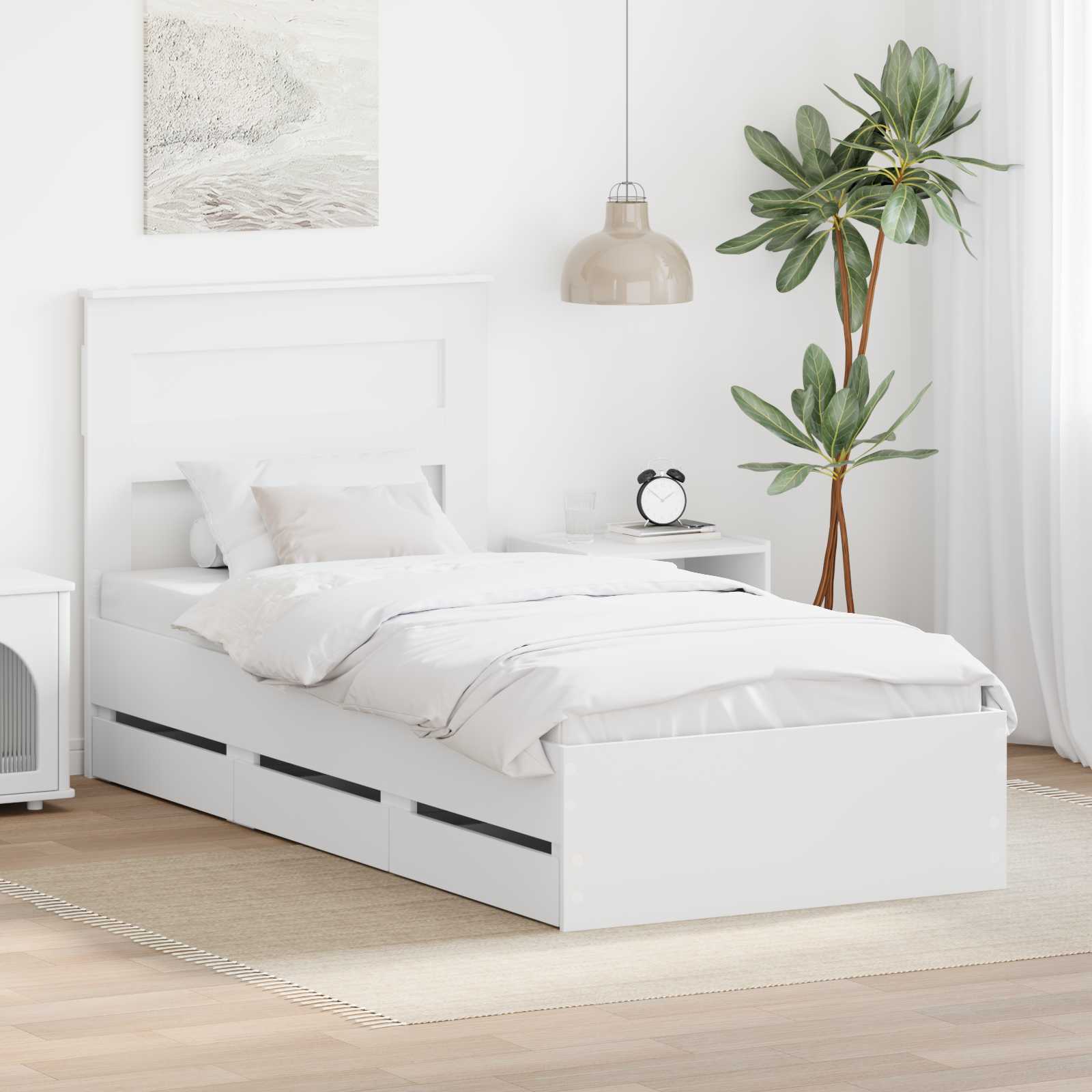 Struttura del letto Bianco 100 x 200 cm Legno Ingegnerizzato | homemem39